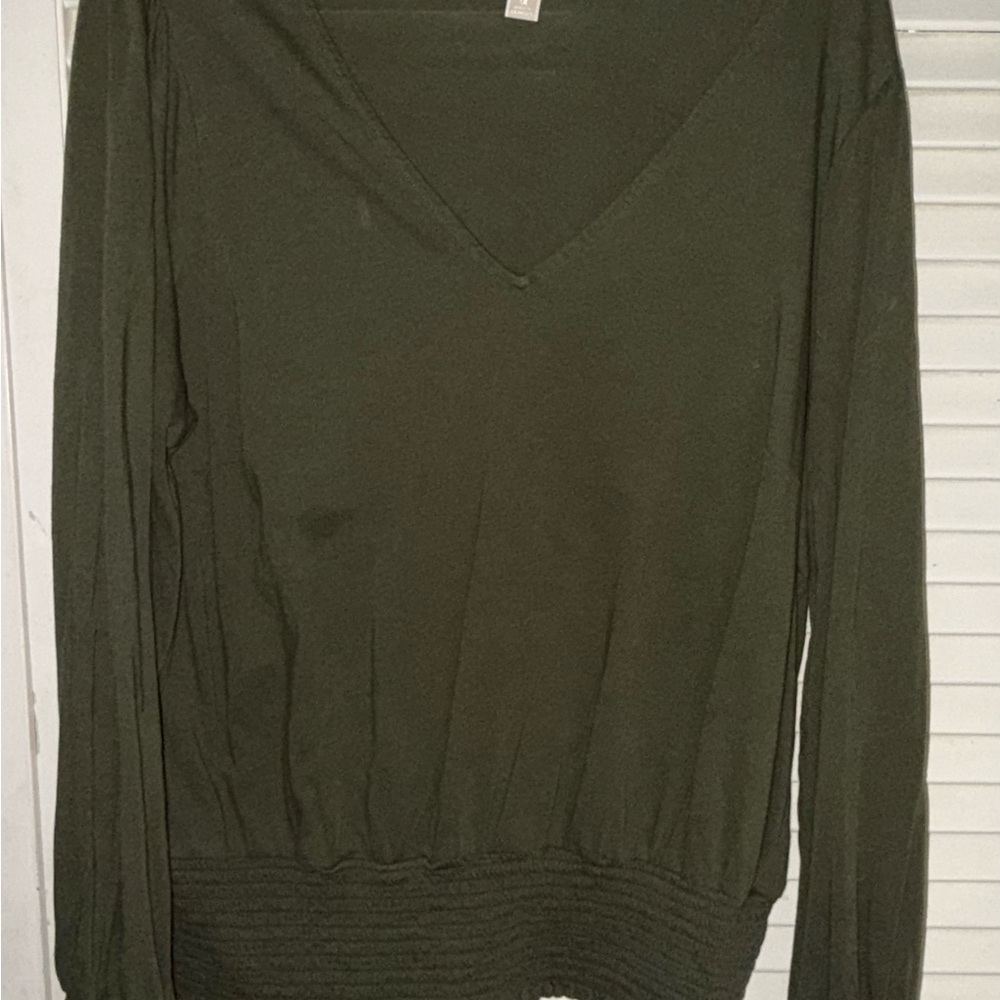 MICHAEL Michael Kors Olive Green V-Neck Long Sleeve Top